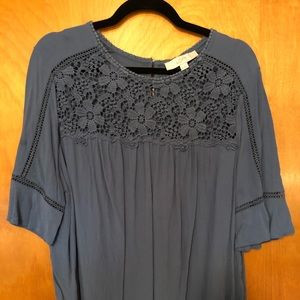 Blue Size XXL LOFT Blouse with Cutout Details